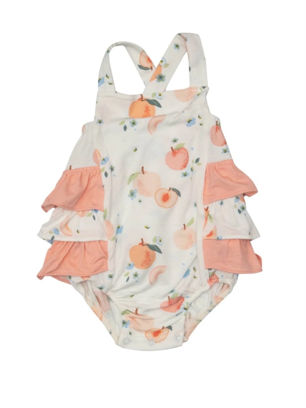 NWT Angel Dear Peaches Ruffle Sunsuit Romper Bamboo Size 0-3 months